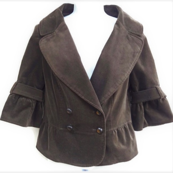 Zara Jackets & Coats Zara Velvet Chocolate Brown Blazer Peplum